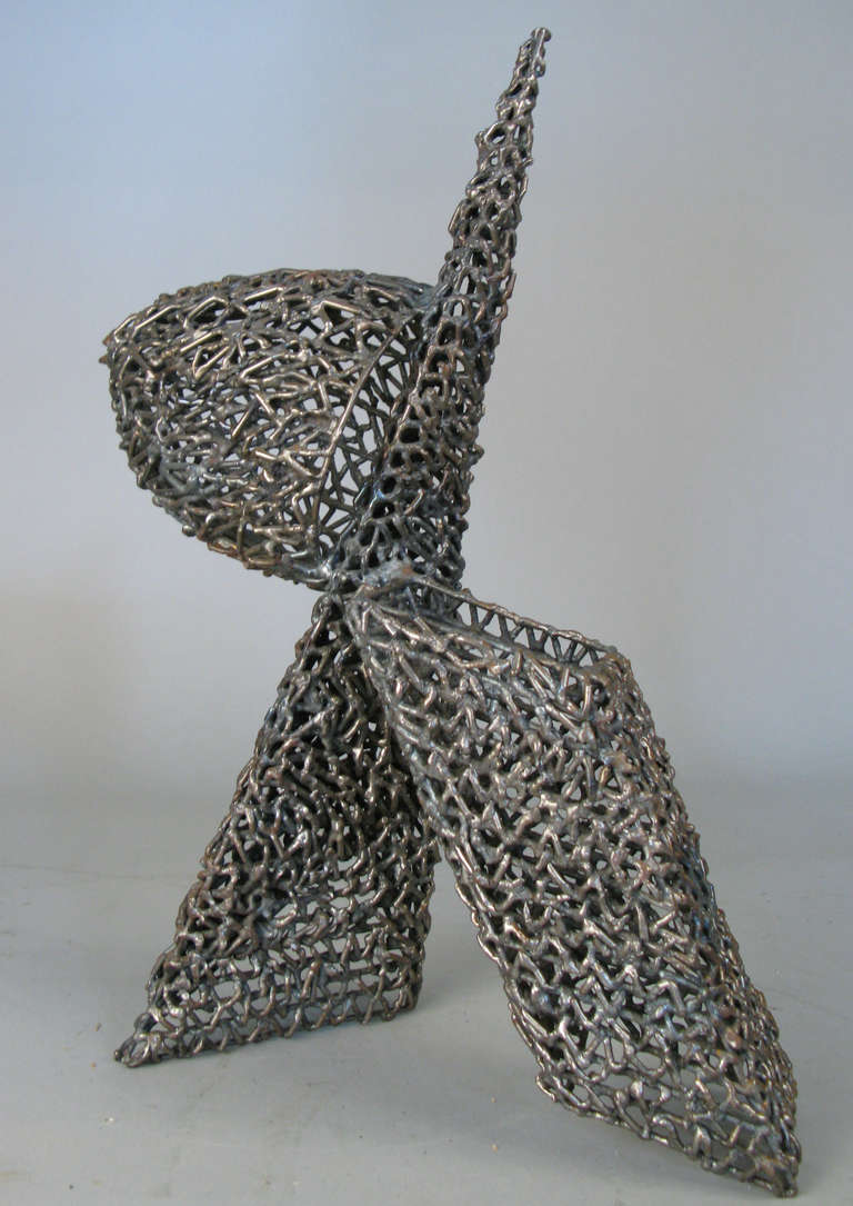 Dynamic Geometric Sculpture in Welded Iron In Excellent Condition In Hudson, NY