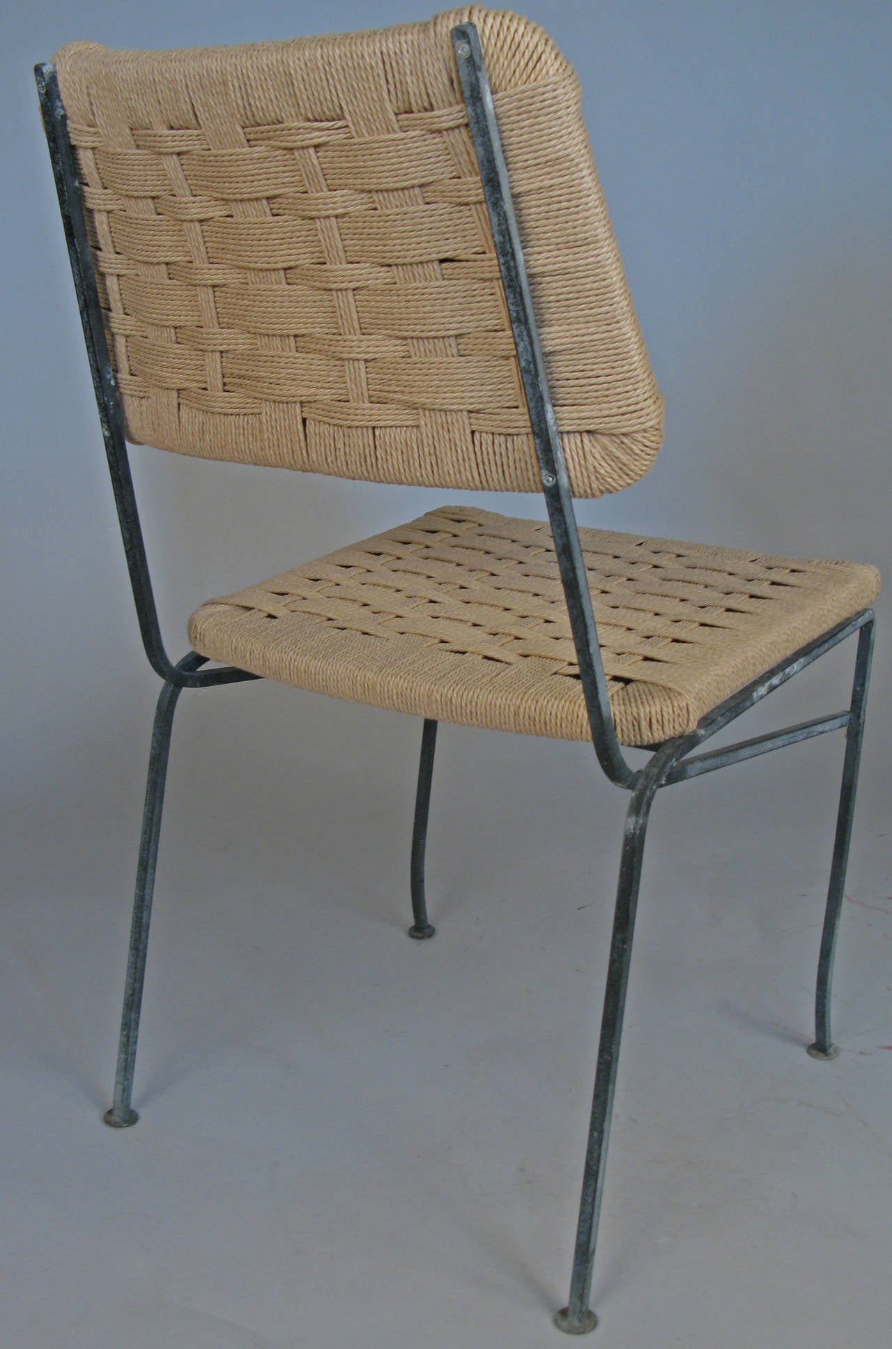 Set of Rare 1950s Iron and Woven Rope Chairs by Salterini 4