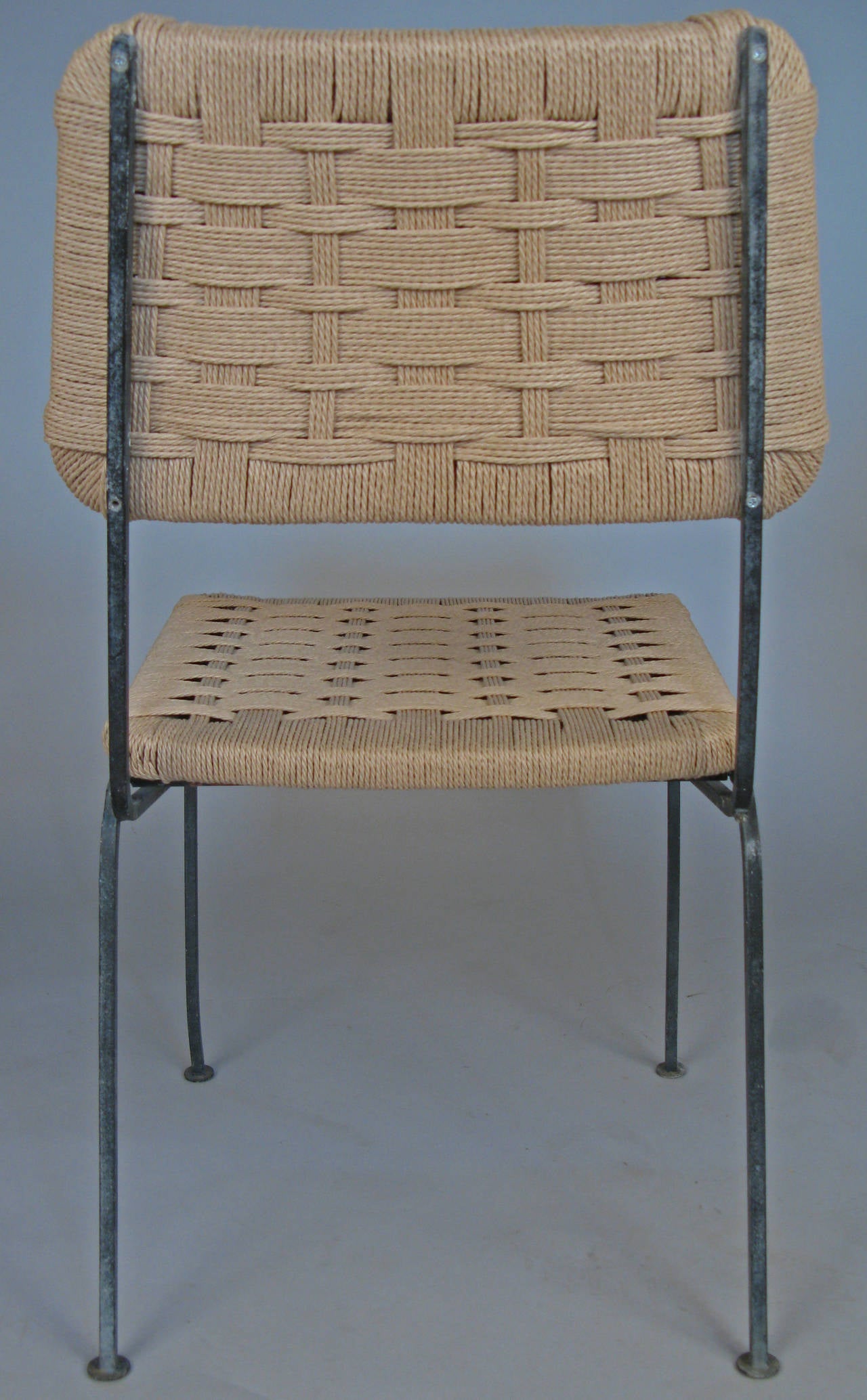 Set of Rare 1950s Iron and Woven Rope Chairs by Salterini 3