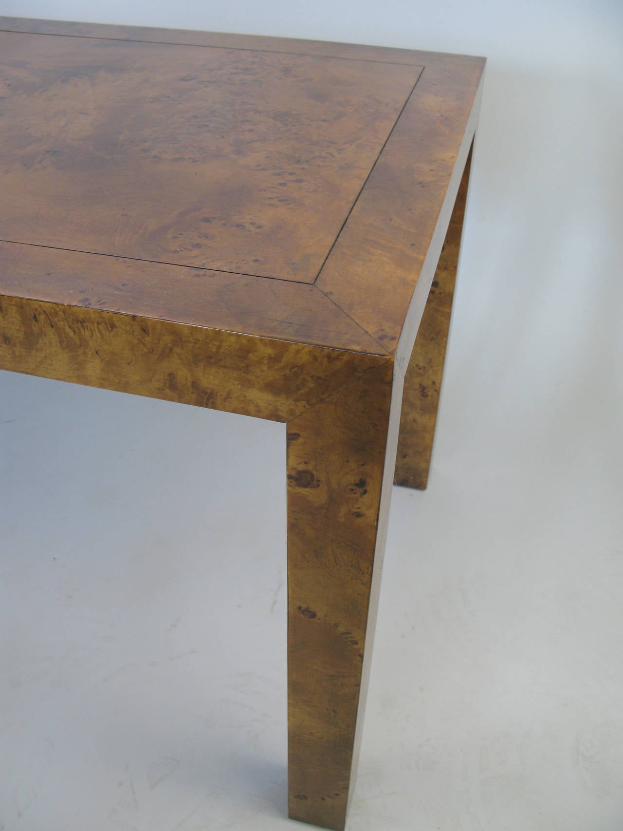 American Modern Parsons Console Table in Burled Elm