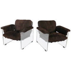 Pair of Vintage Argenta Lounge Chairs in Lucite and Chrome by Pace Collection