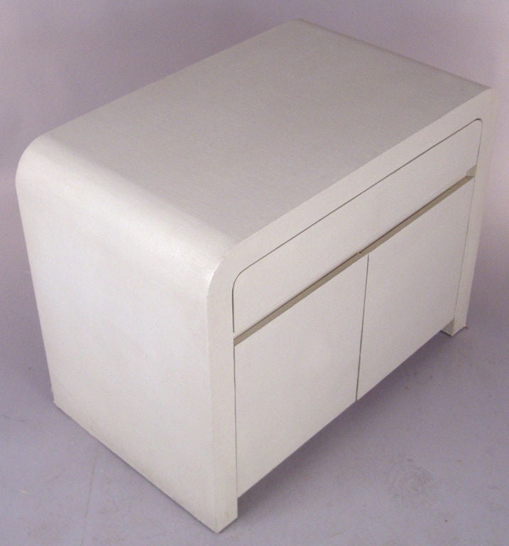 Late 20th Century Pair of Vintage Linen wrapped Nightstands