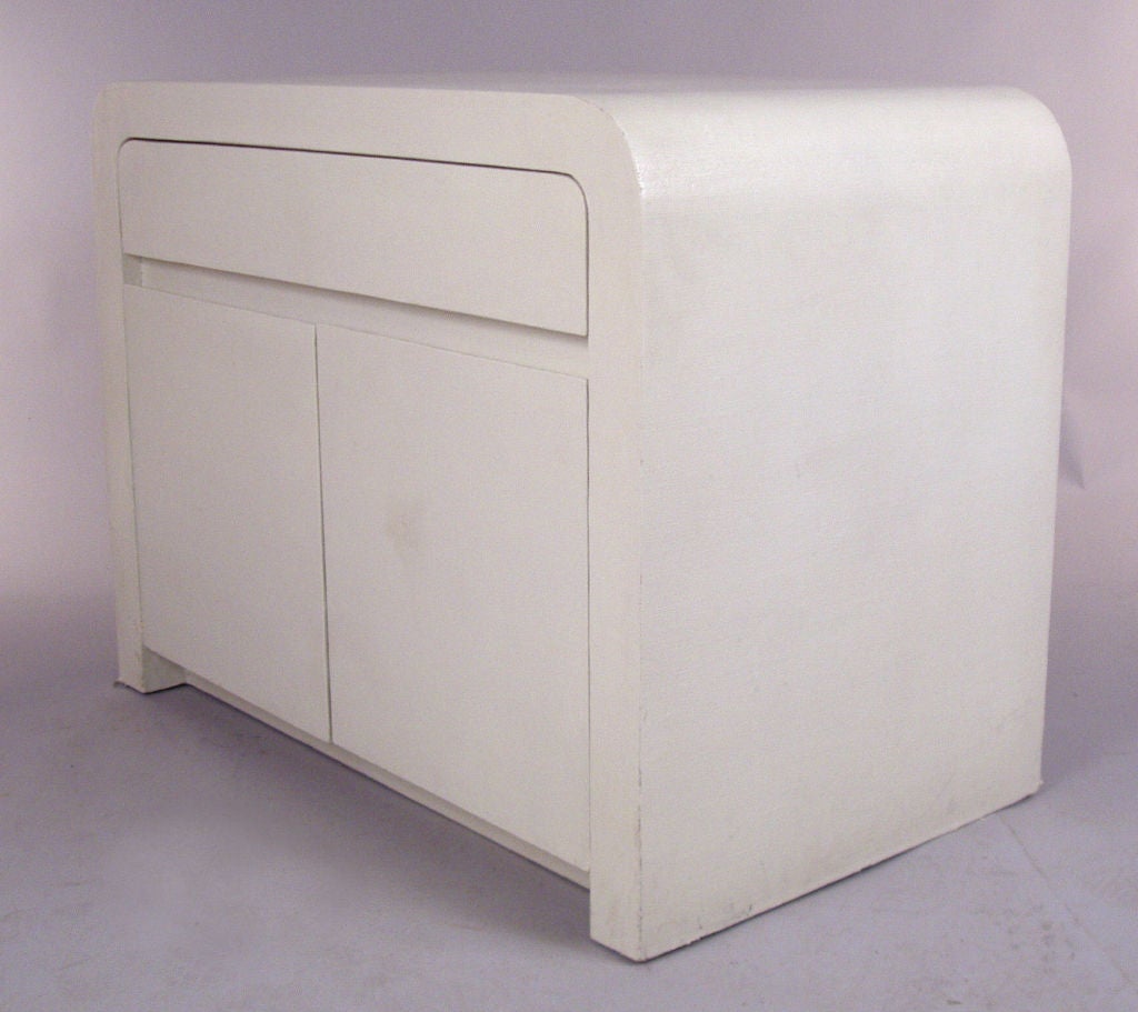 Pair of Vintage Linen wrapped Nightstands 2