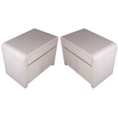 Pair of Vintage Linen wrapped Nightstands