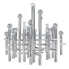 Modern 1970
s Italian Chrome and Lucite Chandelier by Sciolari