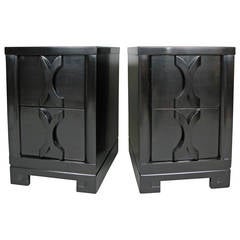 Pair of 1940s Ebonized Nightstands by Modernage Vintage Pair of 1940s Ebonized Nightstands by Modernage