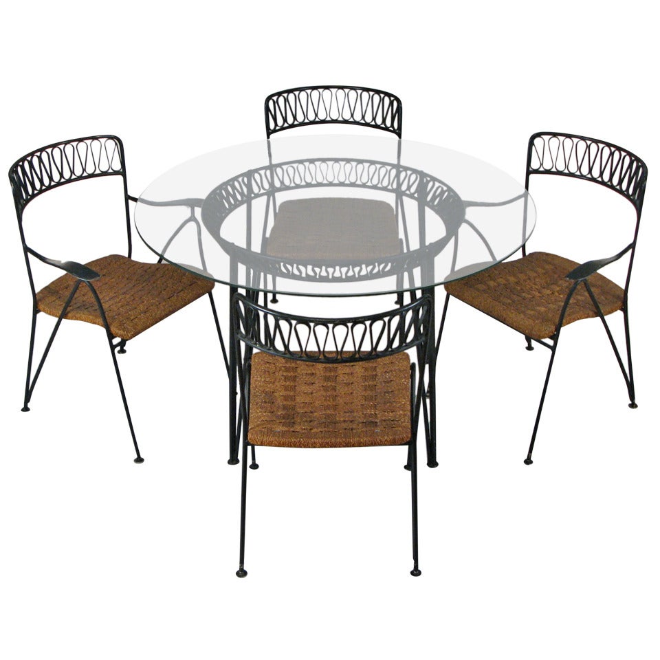 Vintage Iron 'Ribbon' Dining Set by Salterini at 1stDibs