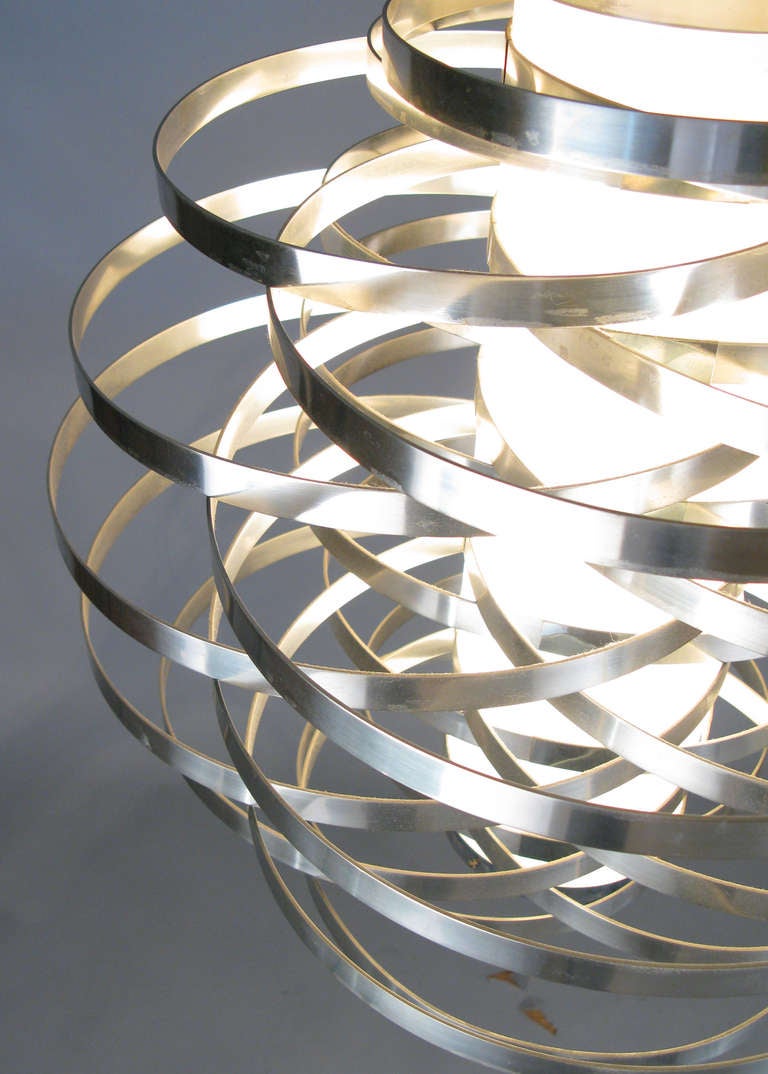 Aluminum Vintage Italian Spiral Globe Light Fixture by Max Sauze