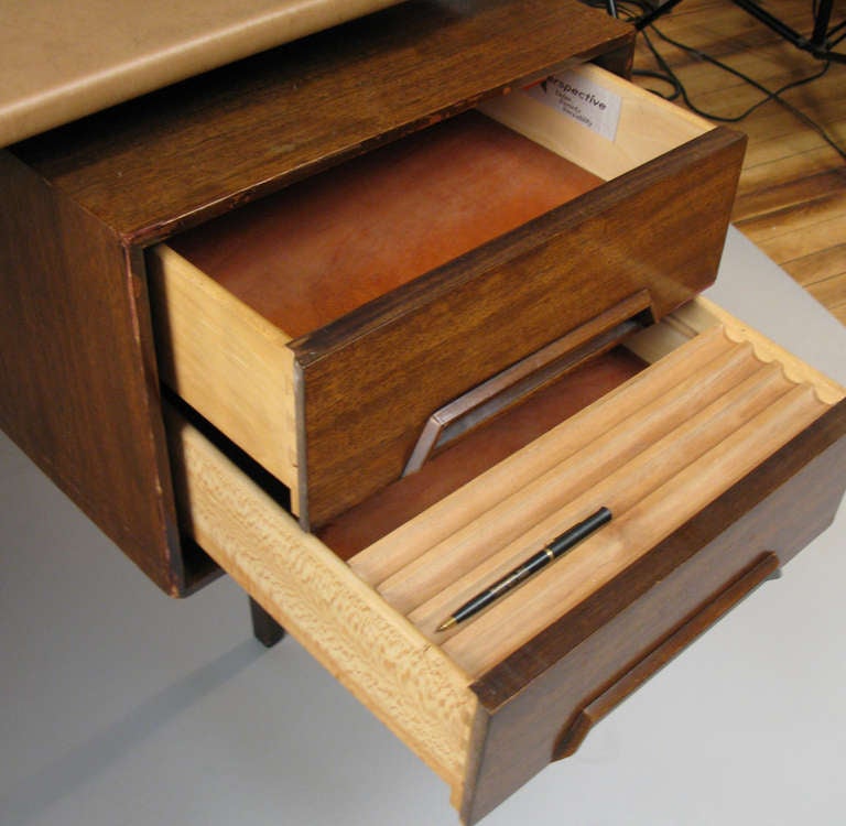 Vintage Walnut & Leather Desk by John van Koert for Drexel 1