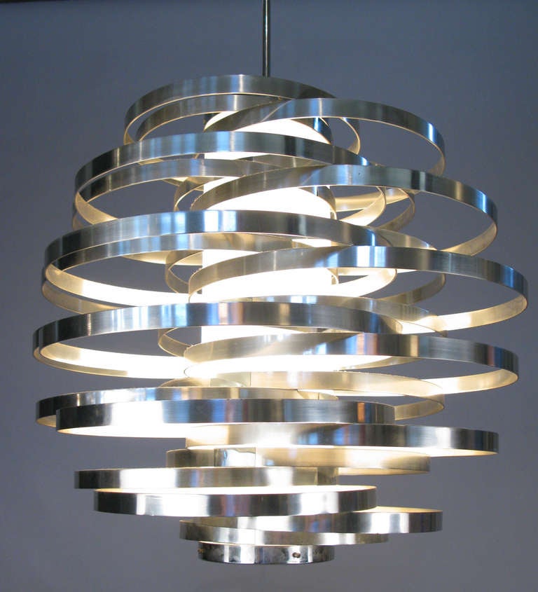 Vintage Italian Spiral Globe Light Fixture by Max Sauze In Excellent Condition In Hudson, NY