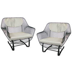 Pair of Classic Sculptura Garden Lounge Chairs by Russell Woodard