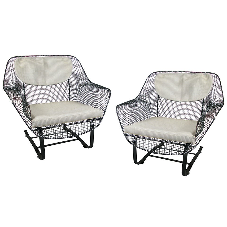 Pair of Classic Sculptura Garden Lounge Chairs by Russell Woodard