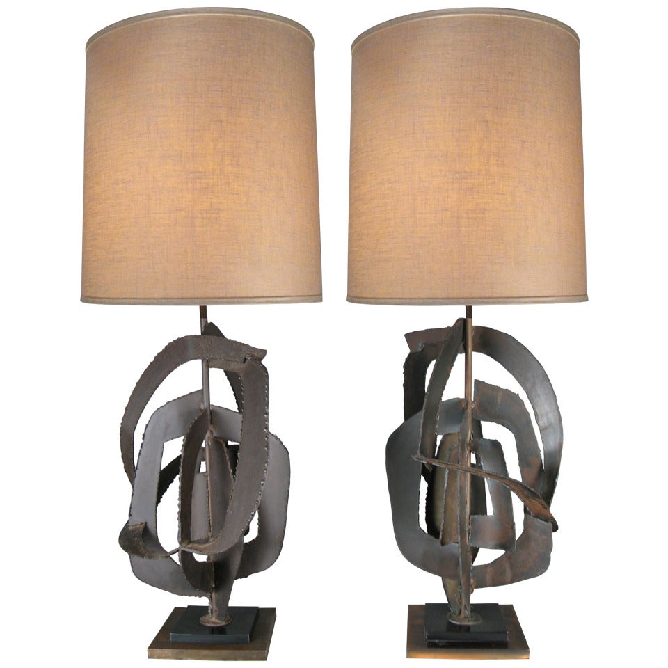 Pair of 1960s Sculptural Lamps by Harry Balmer