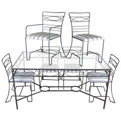 Vintage 1940s Wrought Iron Garden Dining Set
