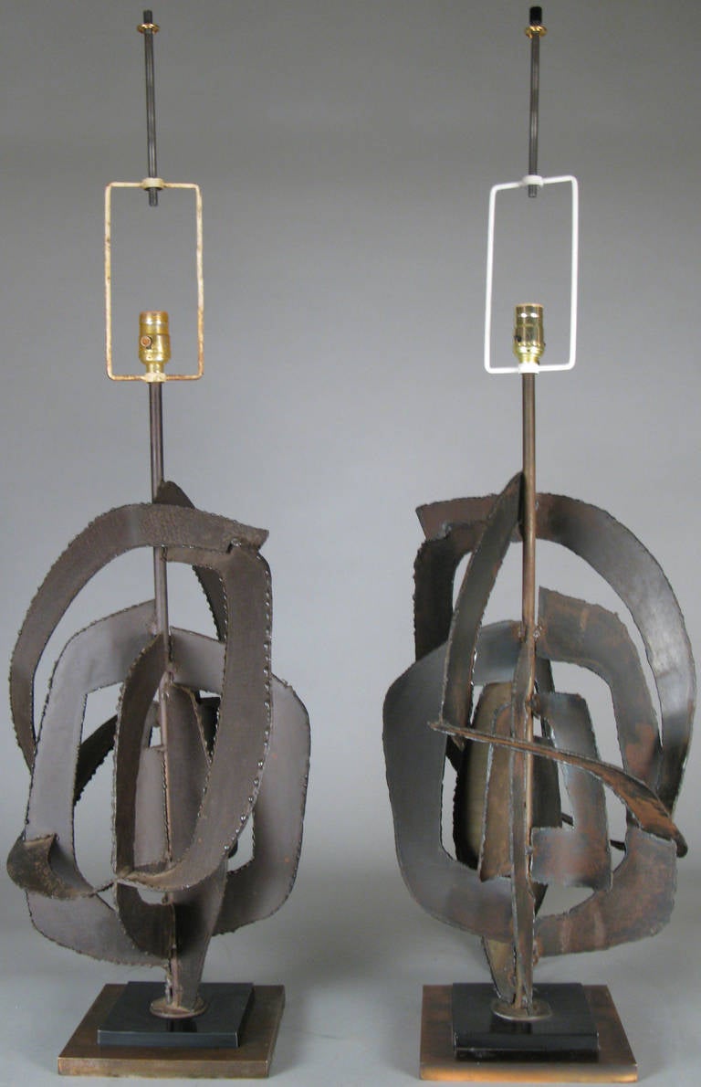 Brutalist Pair of 1960s Sculptural Lamps by Harry Balmer