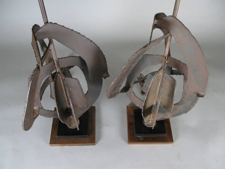 Steel Pair of 1960s Sculptural Lamps by Harry Balmer