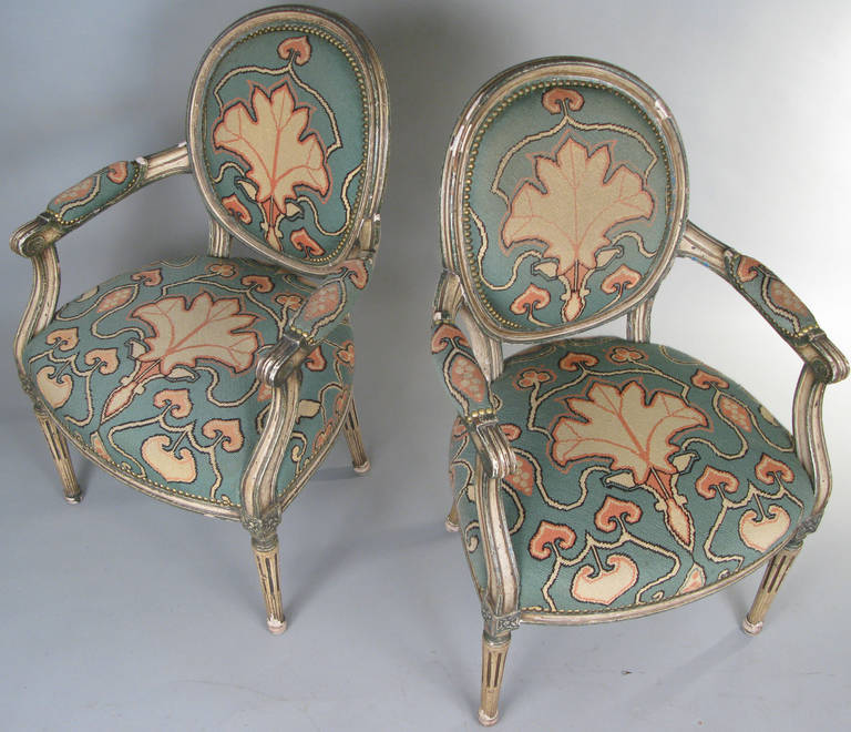 American Pair of 1940s Fauteuils with Needlepoint Upholstery