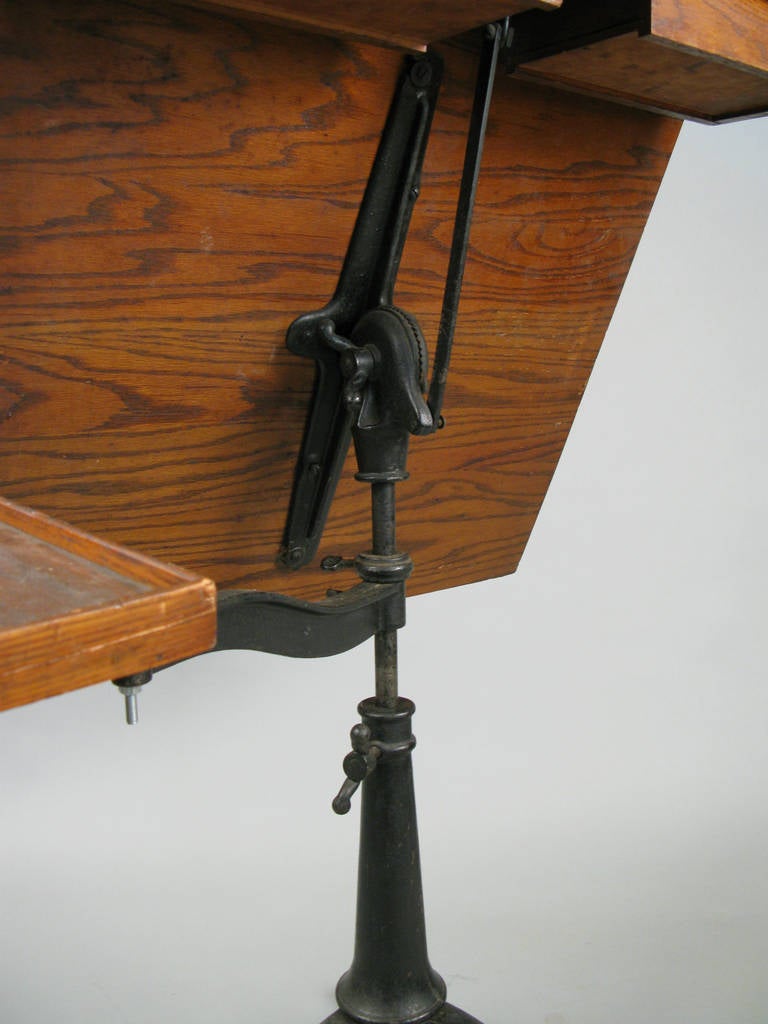 Antique Cast Iron, Tilt-Top Adjustable Drafting Table 1