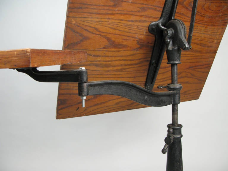 Antique Cast Iron, Tilt-Top Adjustable Drafting Table 2