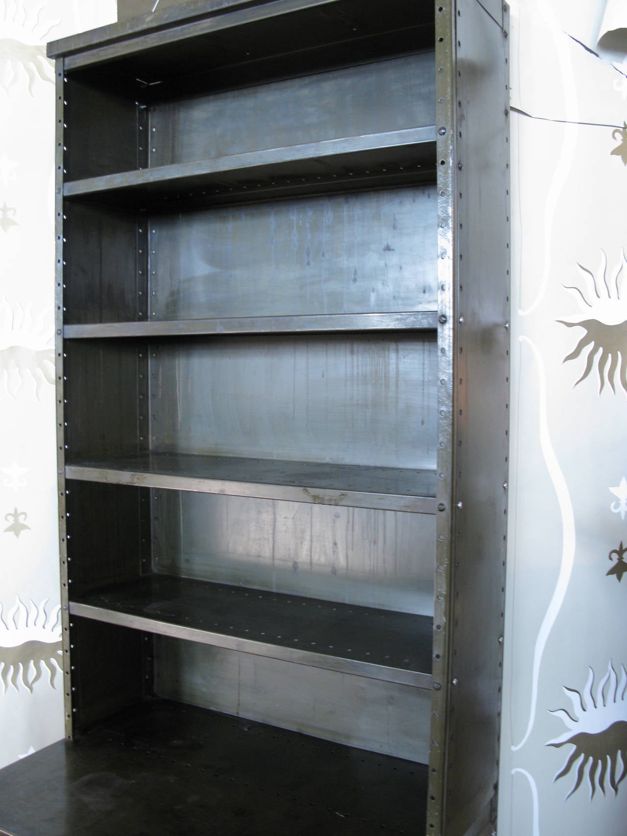 American Vintage Industrial Steel Cabinet Bookcase