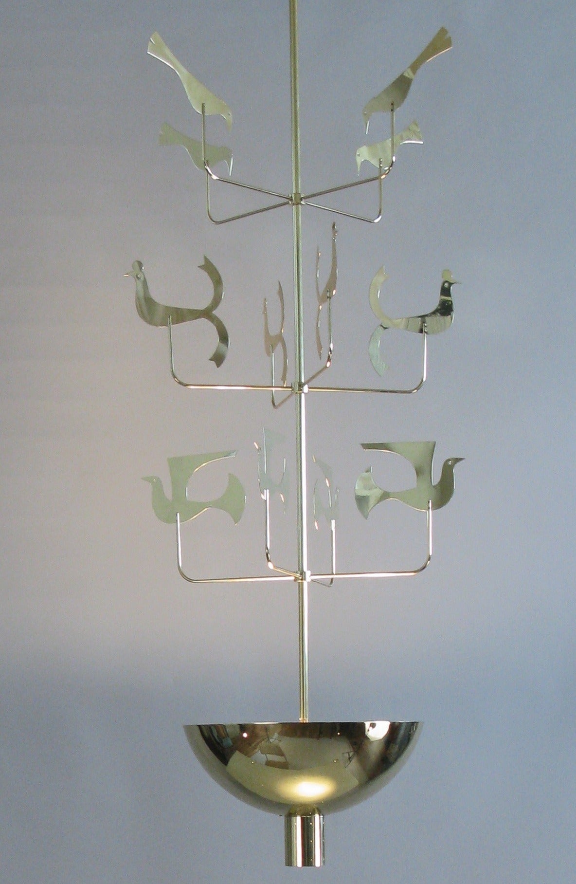 Rare 1940s Brass Chandelier by Tommi Parzinger for Parzinger Originals In Excellent Condition In Hudson, NY