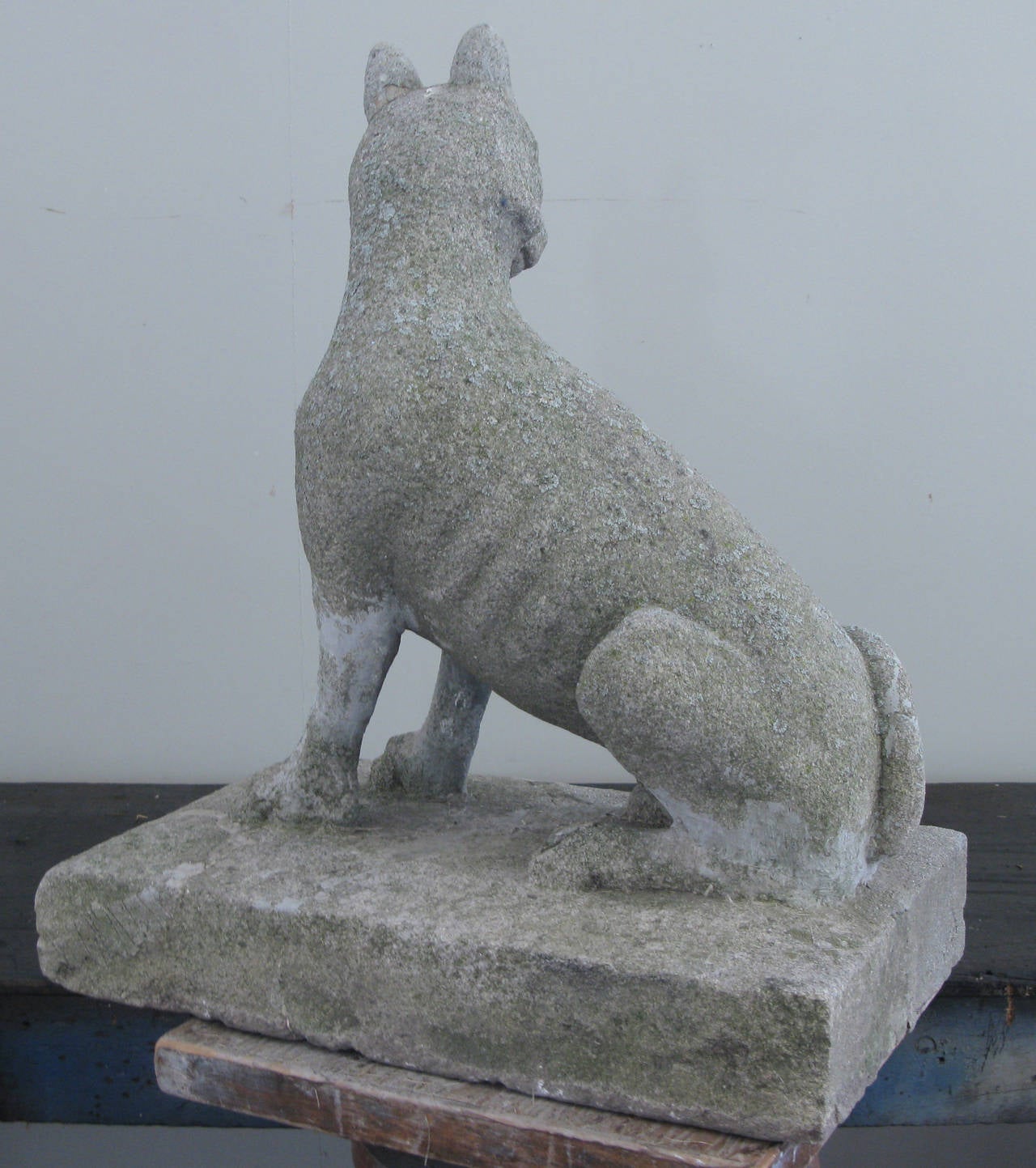 Vintage 1930s Cast Stone Dog In Good Condition In Hudson, NY