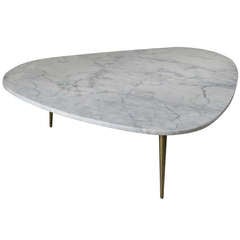 1950's Italian Marble & Brass Cocktail Table