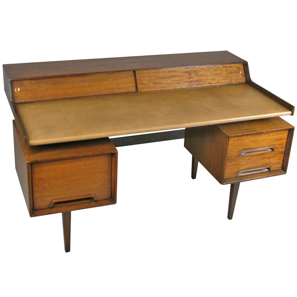 Vintage Walnut & Leather Desk by John van Koert for Drexel