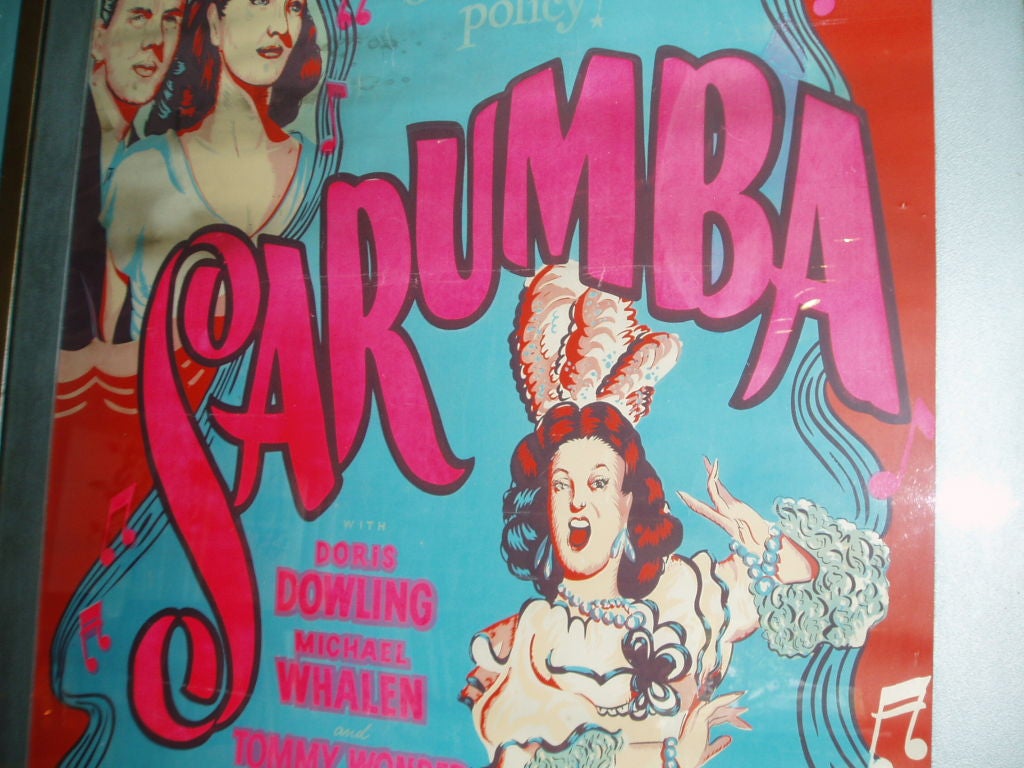 'Sarumba!' vintage silkscreen framed movie poster In Good Condition In Hudson, NY