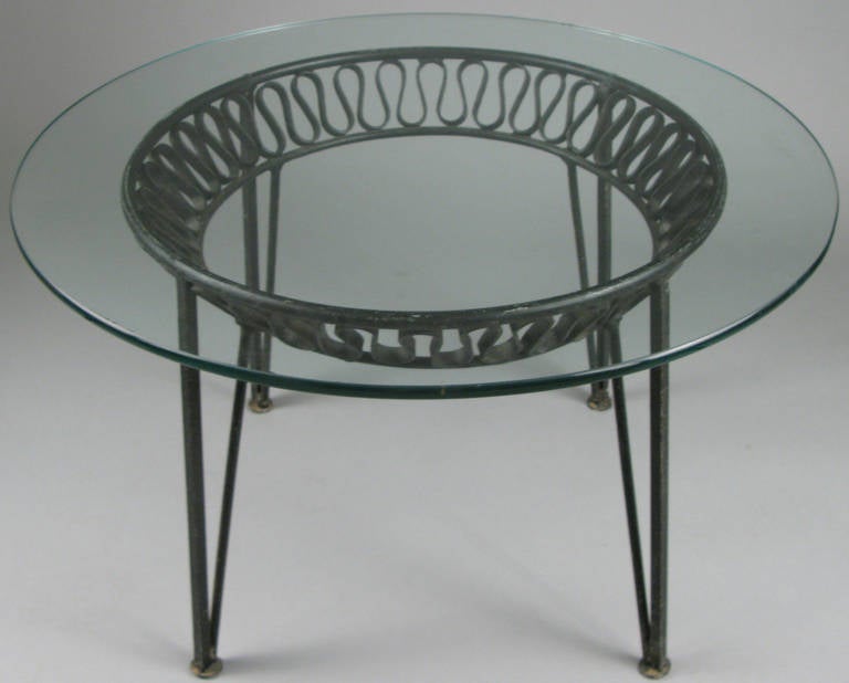 Italian Iron and Glass Table by Tempestini for Salterini In Excellent Condition In Hudson, NY