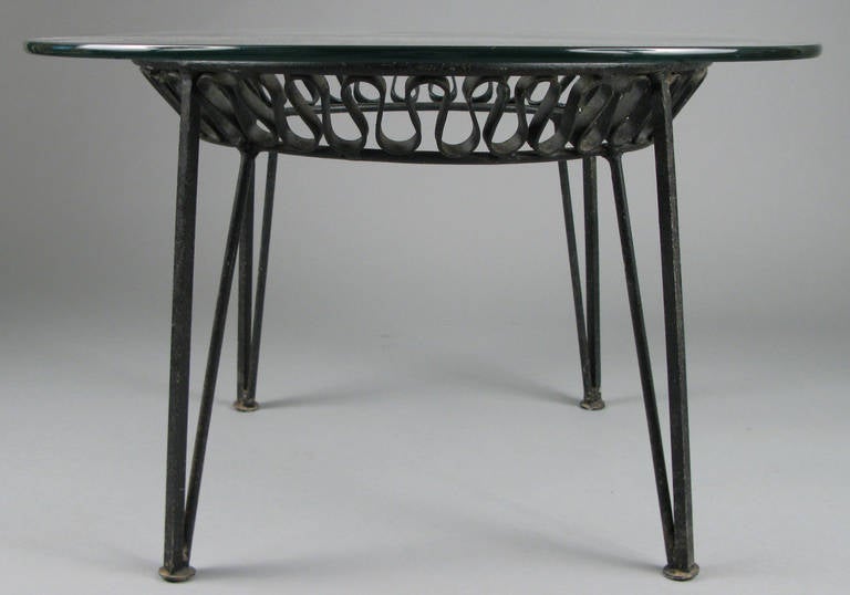 Mid-20th Century Italian Iron and Glass Table by Tempestini for Salterini