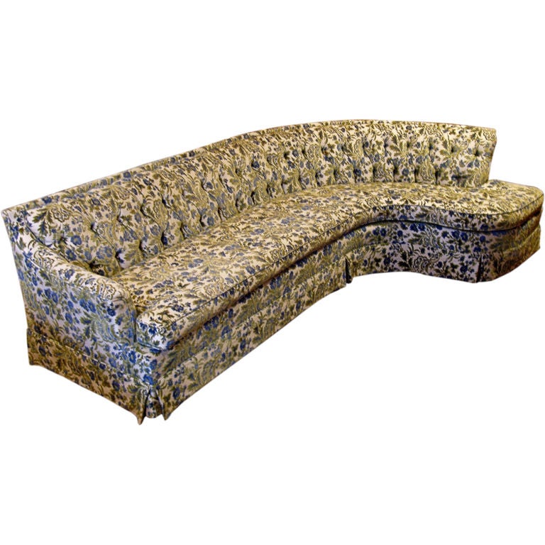 Vintage Hollywood Regency Curved and Tufted Sofa