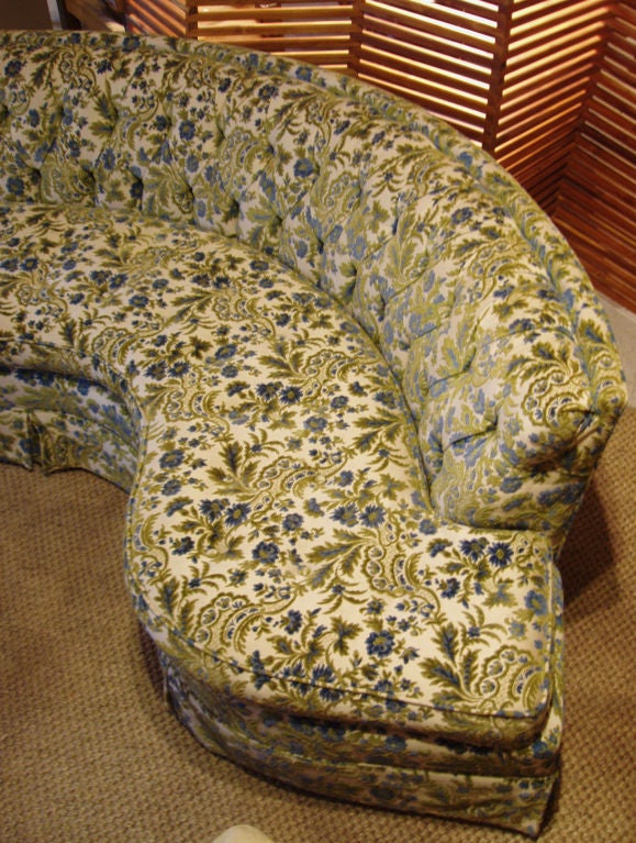 American Vintage Hollywood Regency Curved and Tufted Sofa