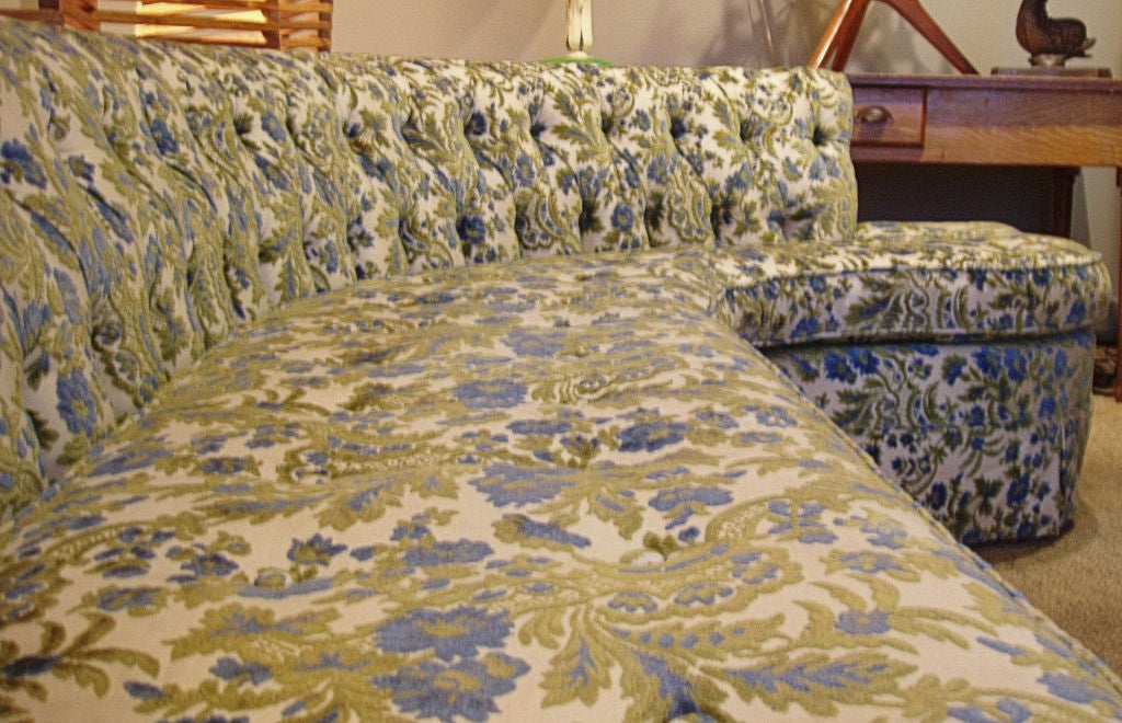 Upholstery Vintage Hollywood Regency Curved and Tufted Sofa