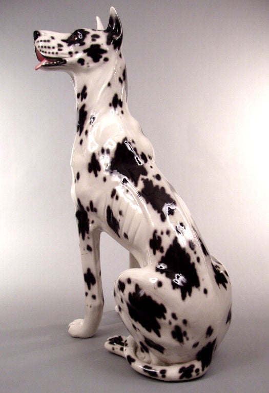 Life Size Italian Ceramic Harlequin Great Dane at 1stdibs