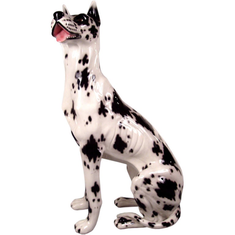 Life Size Italian Ceramic Harlequin Great Dane
