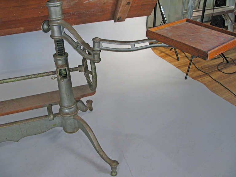 Antique Industrial Cast Iron Adjustable Drafting Table 3