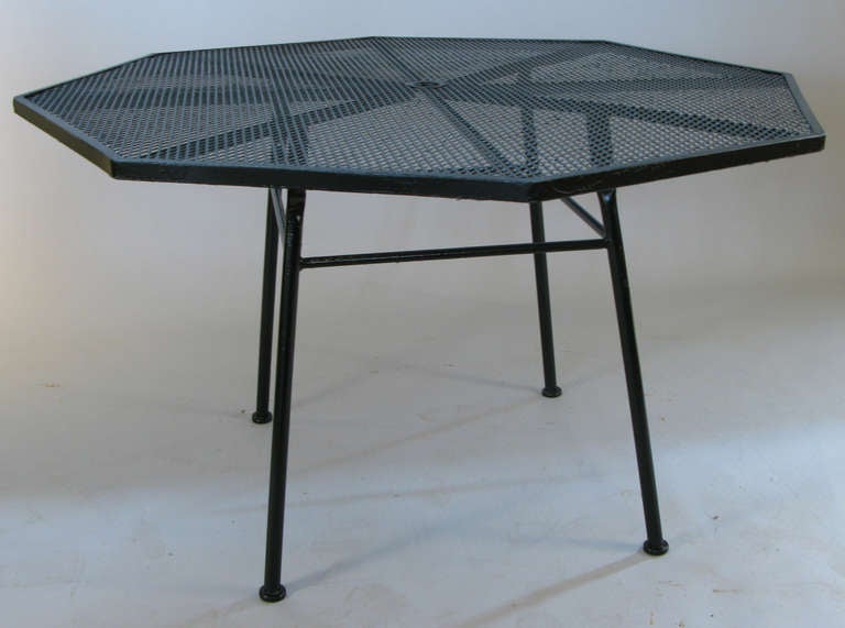 Mid-Century Modern Vintage Octagonal Wrought Iron Table by Russell Woodard