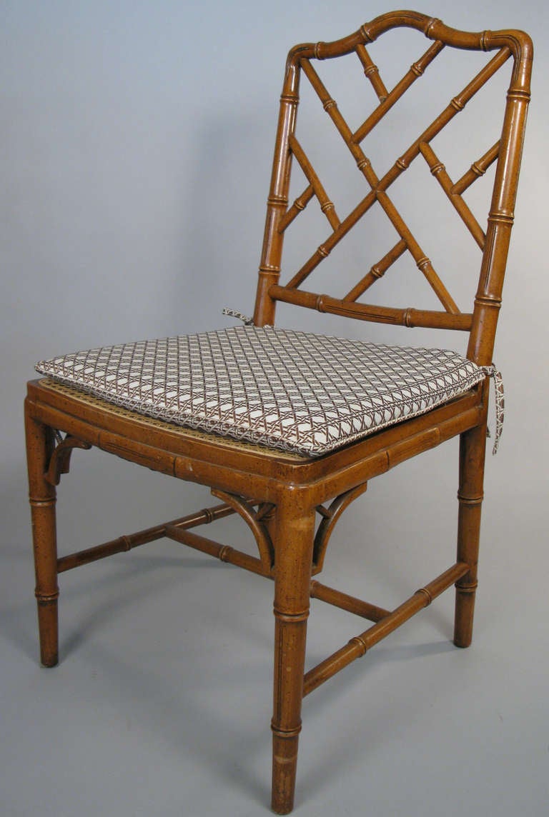 Mid-20th Century Set of Six Vintage Faux Bamboo Dining Chairs