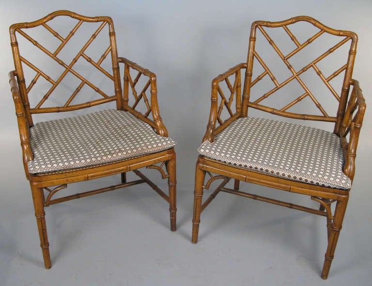 Set of Six Vintage Faux Bamboo Dining Chairs 2