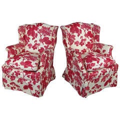 Pair of Charming Antique Wing Chairs from a Newport Estate
