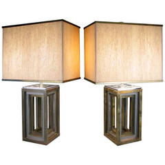 Pair of 1970s Italian Chrome and Brass Lamps by Romeo Rega 3