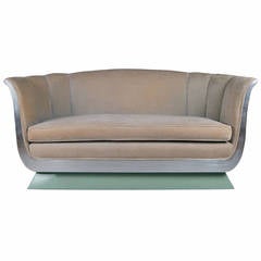 Exceptional Classic Art Deco Lacquered and Silver Leaf Settee