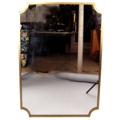 Mid Century Brass Frame Mirror with Scalloped Corners