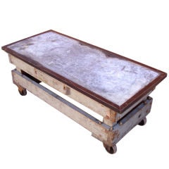 Antique Industrial Rolling Cart Table