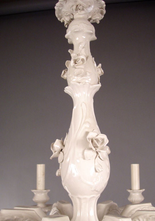 Vintage Italian White Porcelain Blanc de Chine Chandelier 1