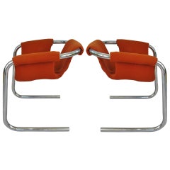Vintage Pair of Chrome Base Zermatt Chairs