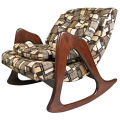 Vintage 1950s Sculptural Walnut Rocking Chair by Adrian Pearsall