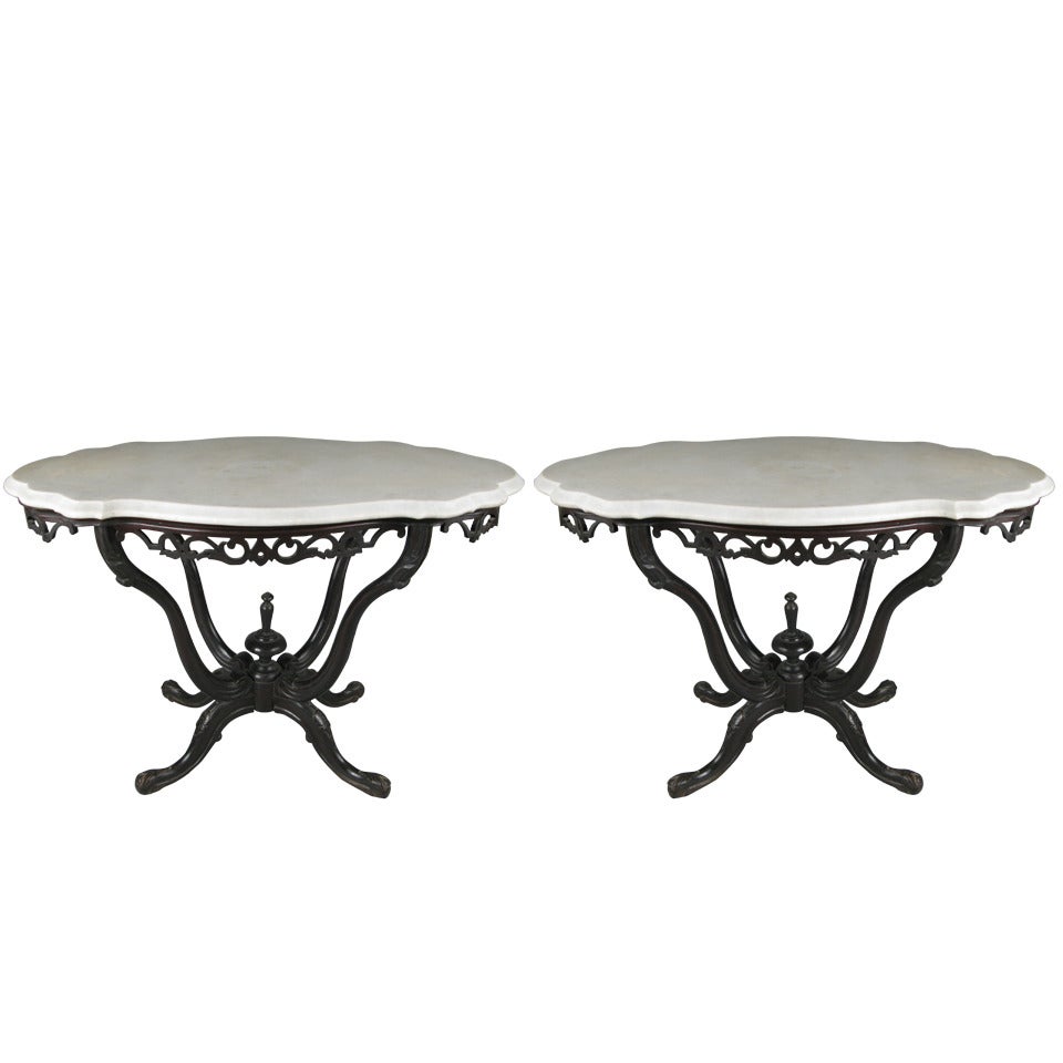 Pair of 19th Century Anglo-Indian Marble-Top Tables