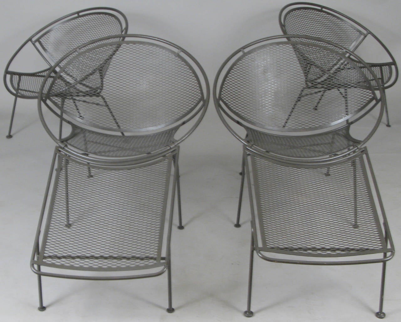 American Set of Four Vintage Salterini Radar Collection Lounge Chairs and Ottomans
